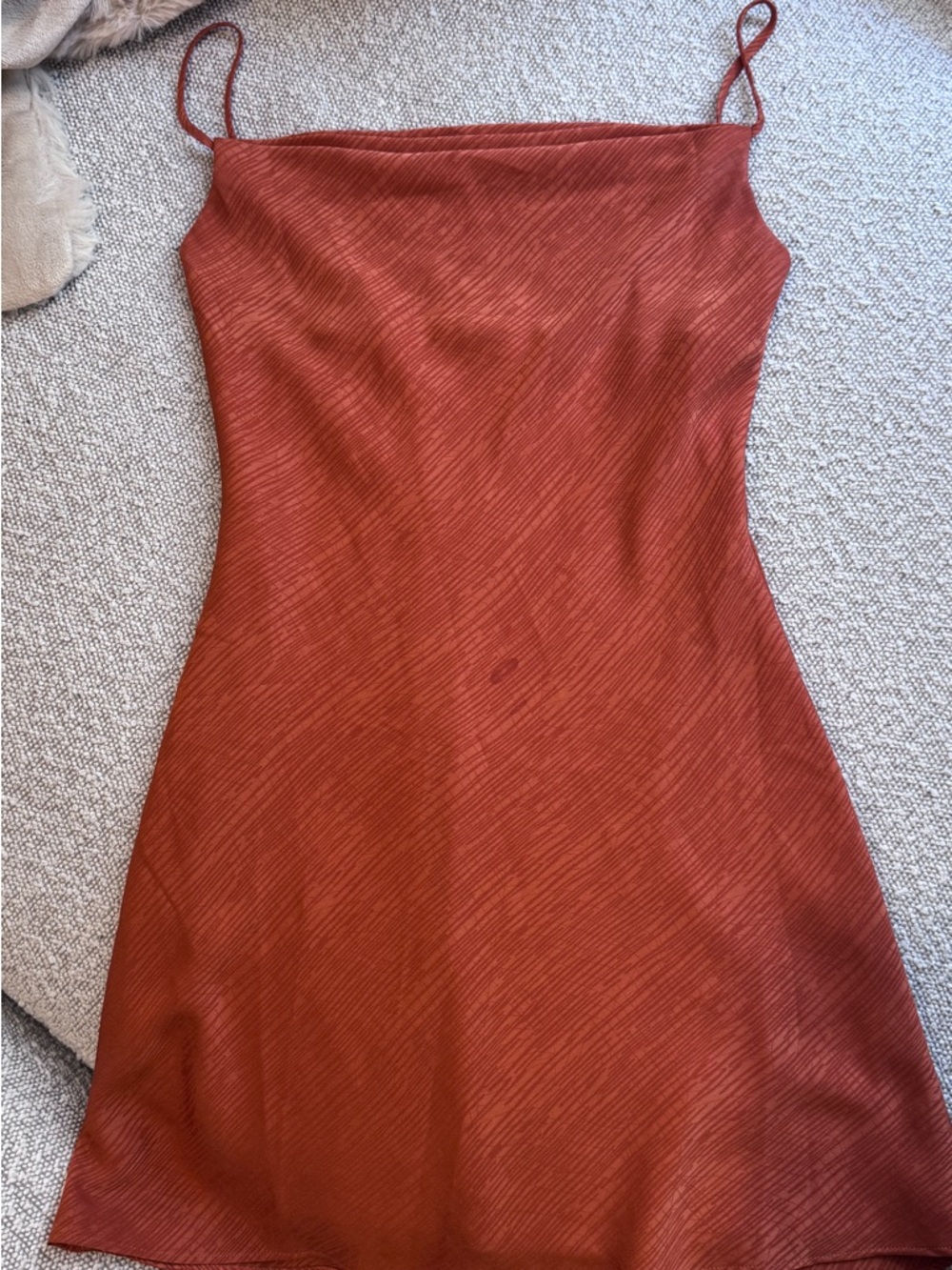 Rust Orange Slip Dress with Spaghetti Straps